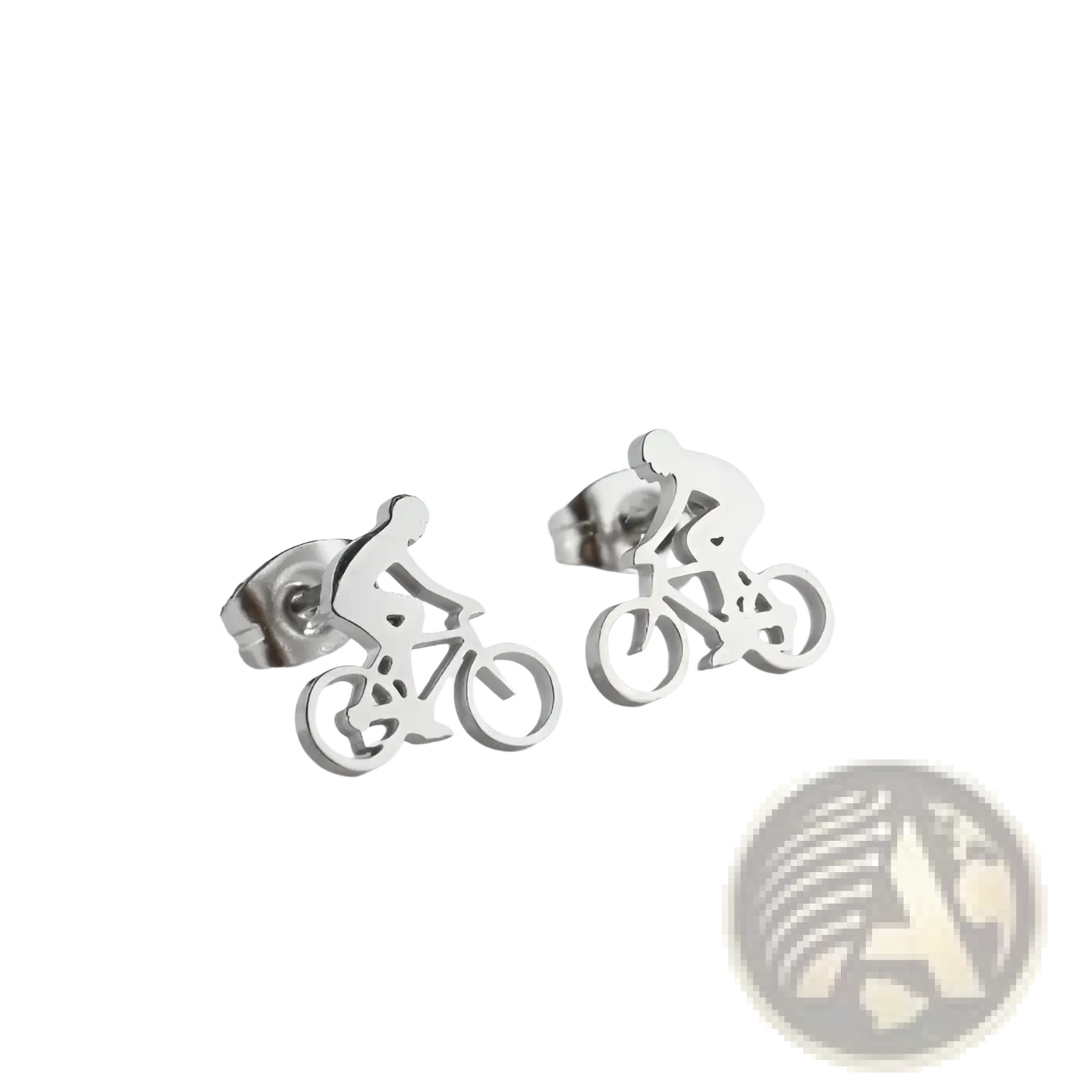 Minimalist Bicycle Rider Silhouette Stud Earrings