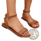 Minimalist Leather Ankle Strap Roman Sandals