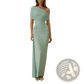Mint Green Off-shoulder Pleated Maxi Gown