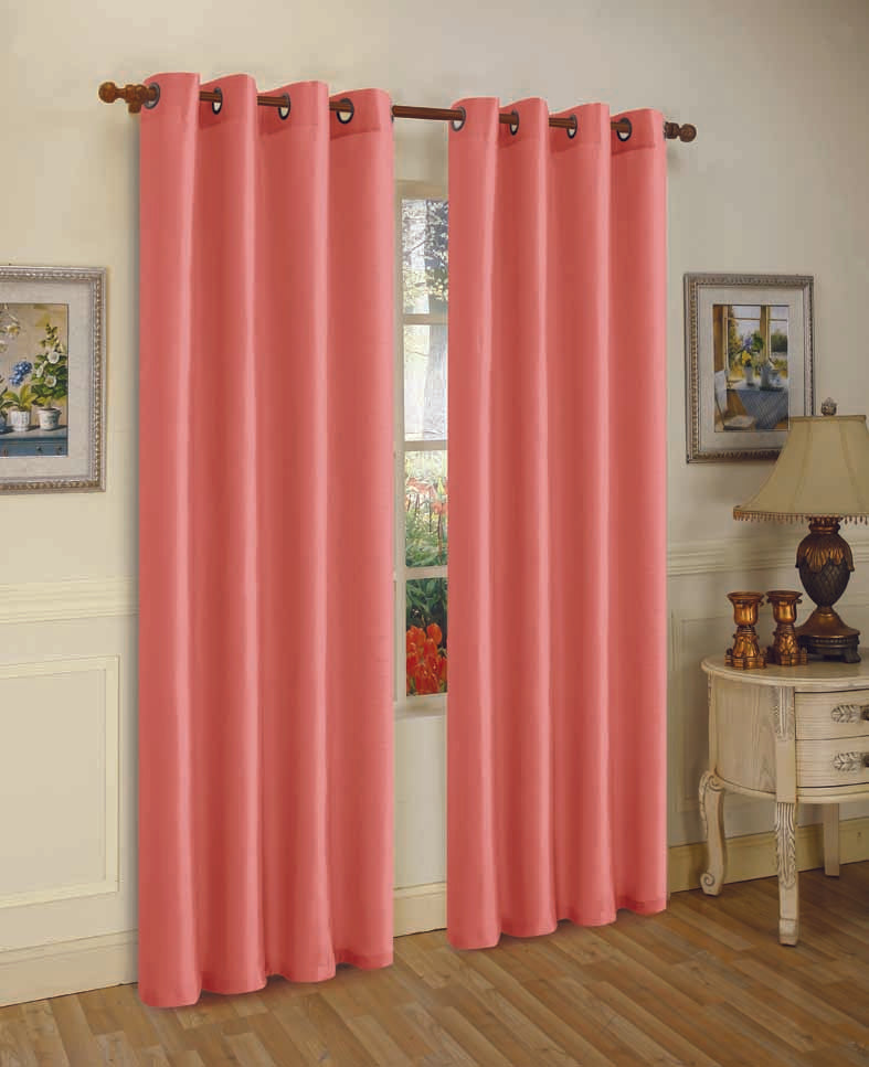 Cortina de janela de seda sintética com ilhós sólidos de 2 painéis J&amp;V TEXTILES com tratamento de 84" de comprimento