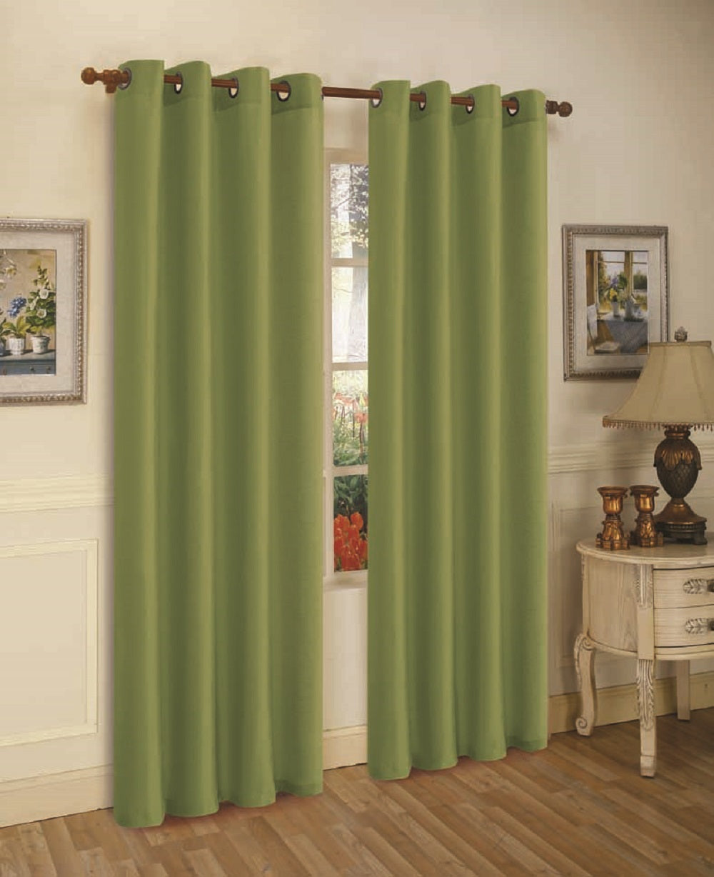 Cortina de janela de seda sintética com ilhós sólidos de 2 painéis J&amp;V TEXTILES com tratamento de 84" de comprimento