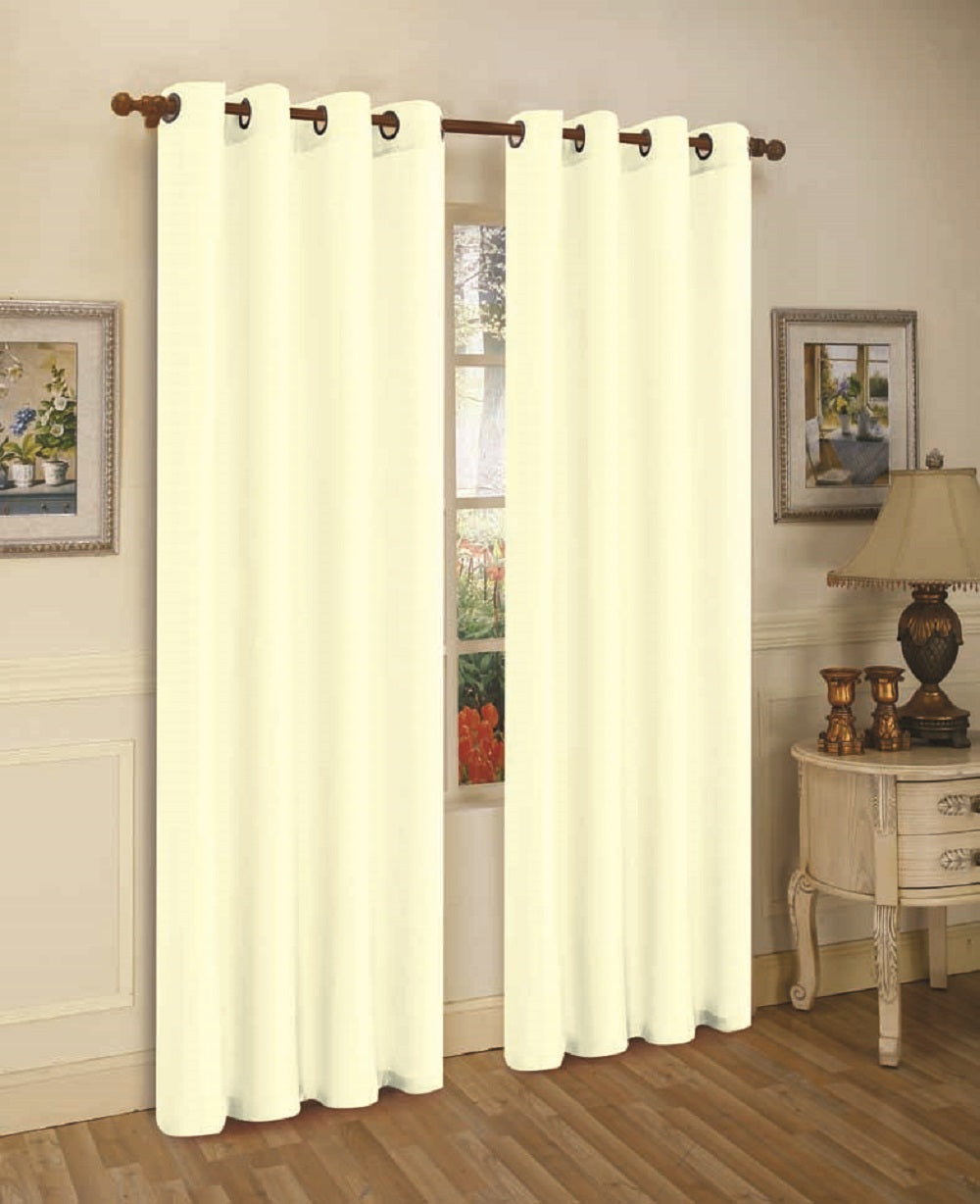 Cortina de janela de seda sintética com ilhós sólidos de 2 painéis J&amp;V TEXTILES com tratamento de 84" de comprimento