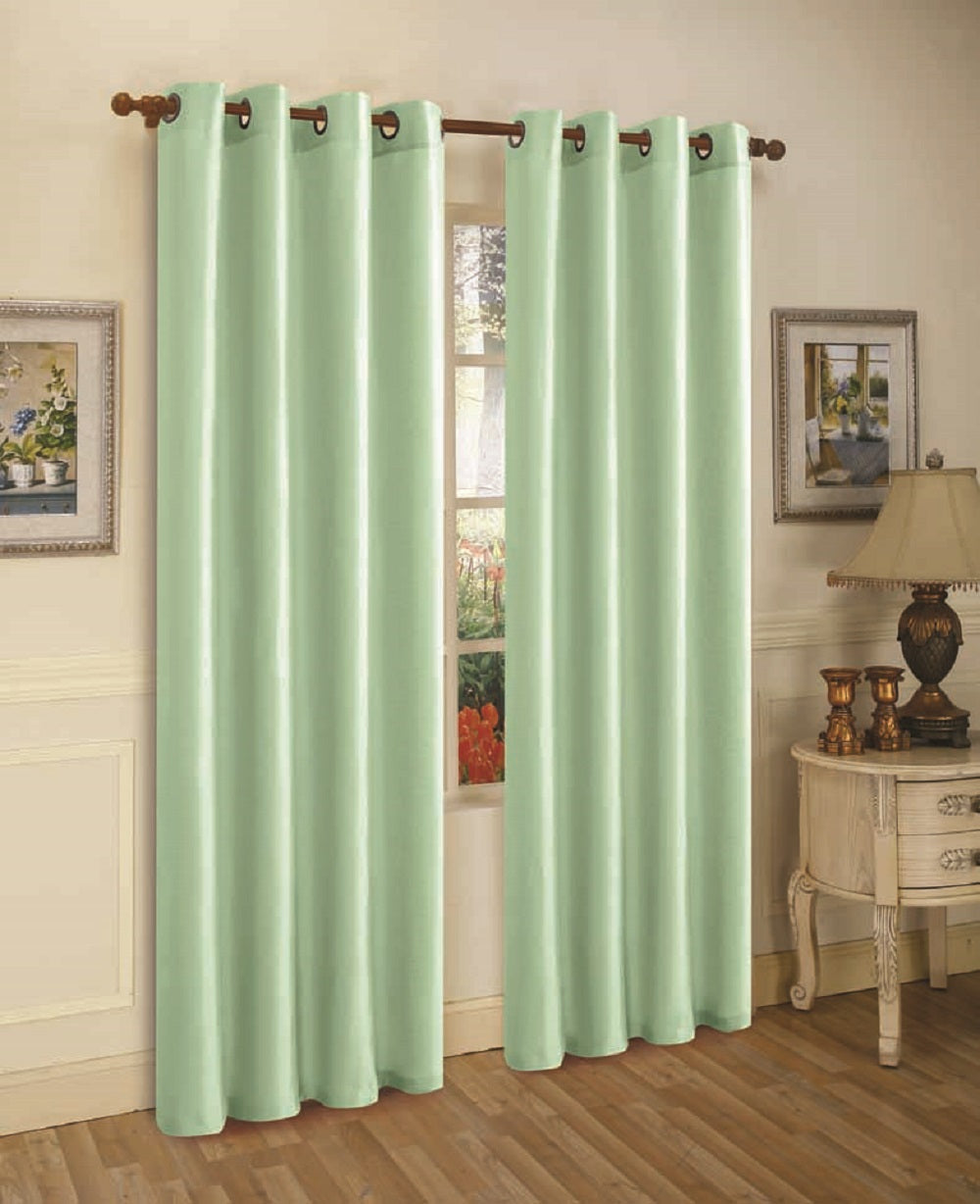 Cortina de janela de seda sintética com ilhós sólidos de 2 painéis J&amp;V TEXTILES com tratamento de 84" de comprimento