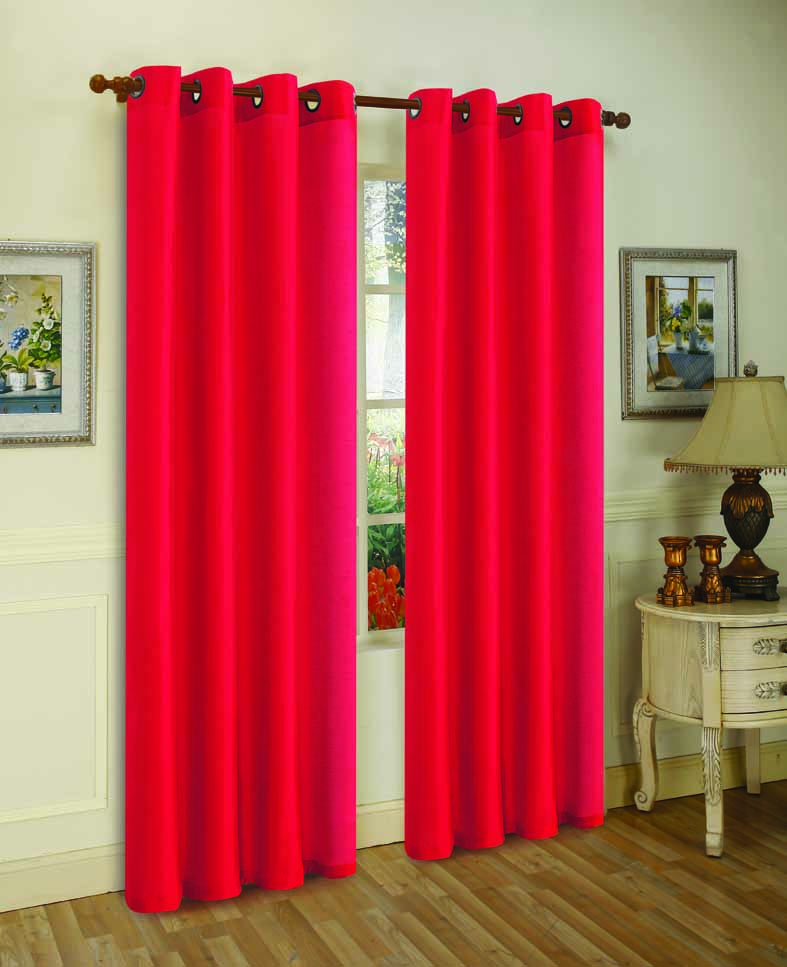 Cortina de janela de seda sintética com ilhós sólidos de 2 painéis J&amp;V TEXTILES com tratamento de 84" de comprimento