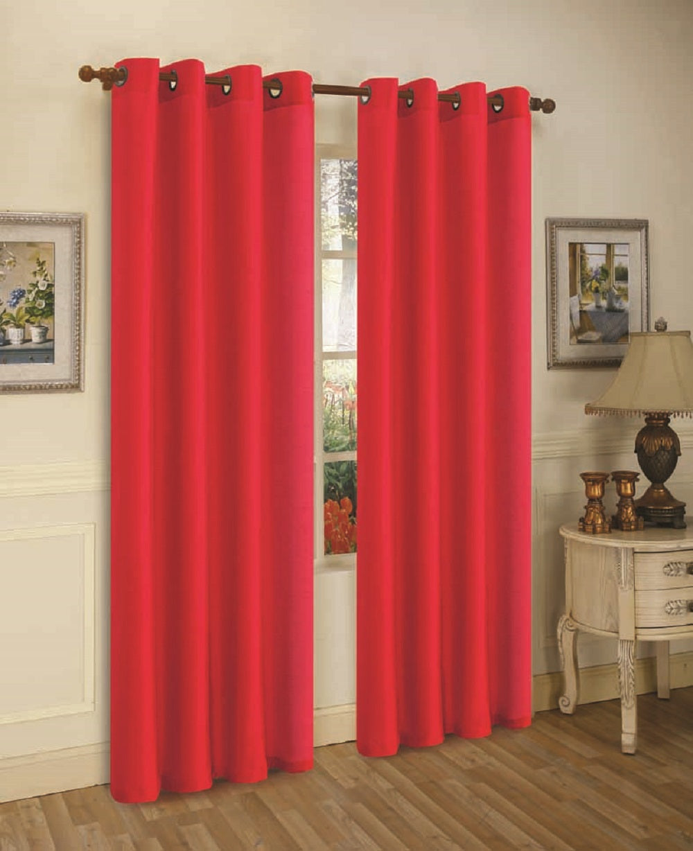 Cortina de janela de seda sintética com ilhós sólidos de 2 painéis J&amp;V TEXTILES com tratamento de 84" de comprimento