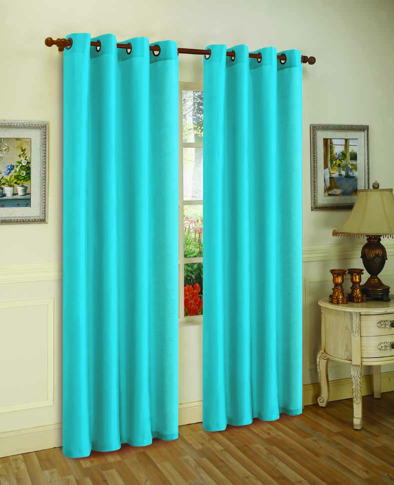Cortina de janela de seda sintética com ilhós sólidos de 2 painéis J&amp;V TEXTILES com tratamento de 84" de comprimento