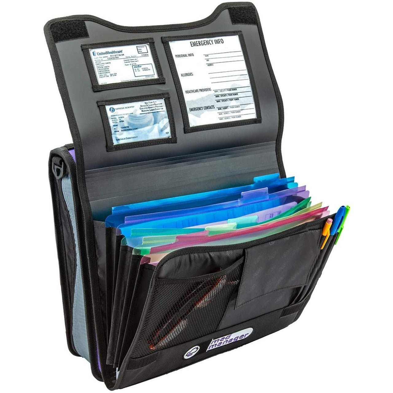 Organizador de suprimentos para diabéticos Med Manager com estojo de viagem para refrigerador de insulina, comporta (15) frascos de comprimidos - (11) tamanho padrão e (4) frascos grandes