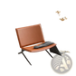 Modern Accent Chair Orange Saddle Leather Seating