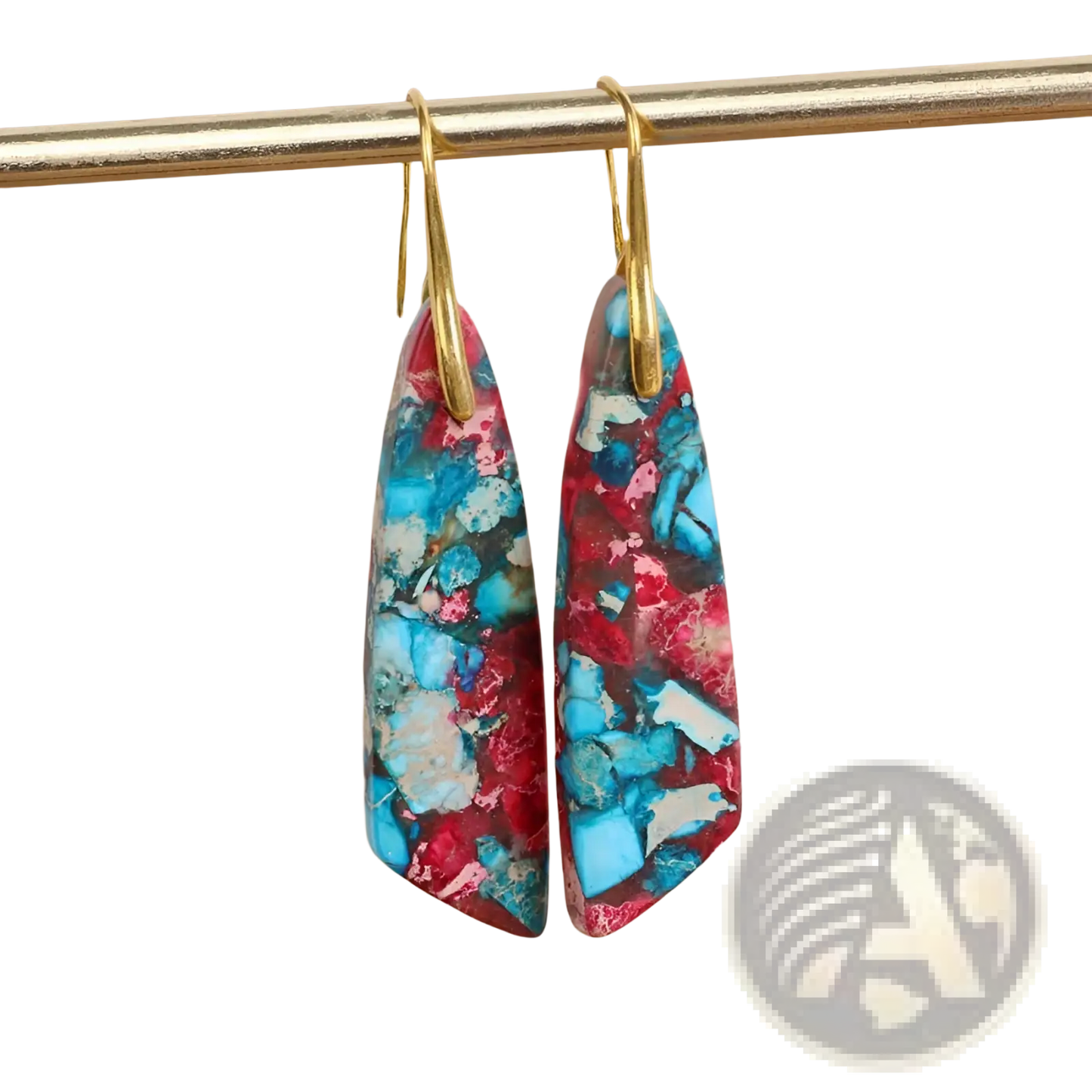 Mosaic Geometric Stone Flower Drop Earrings