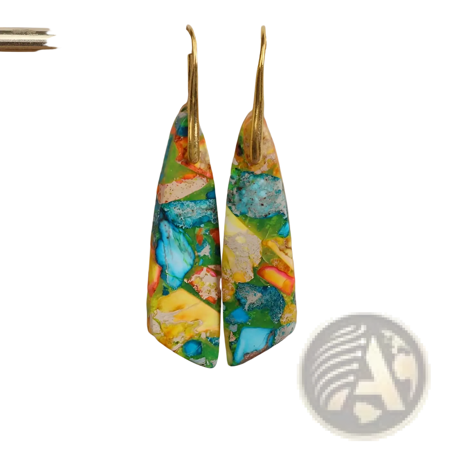 Mosaic Geometric Stone Flower Drop Earrings
