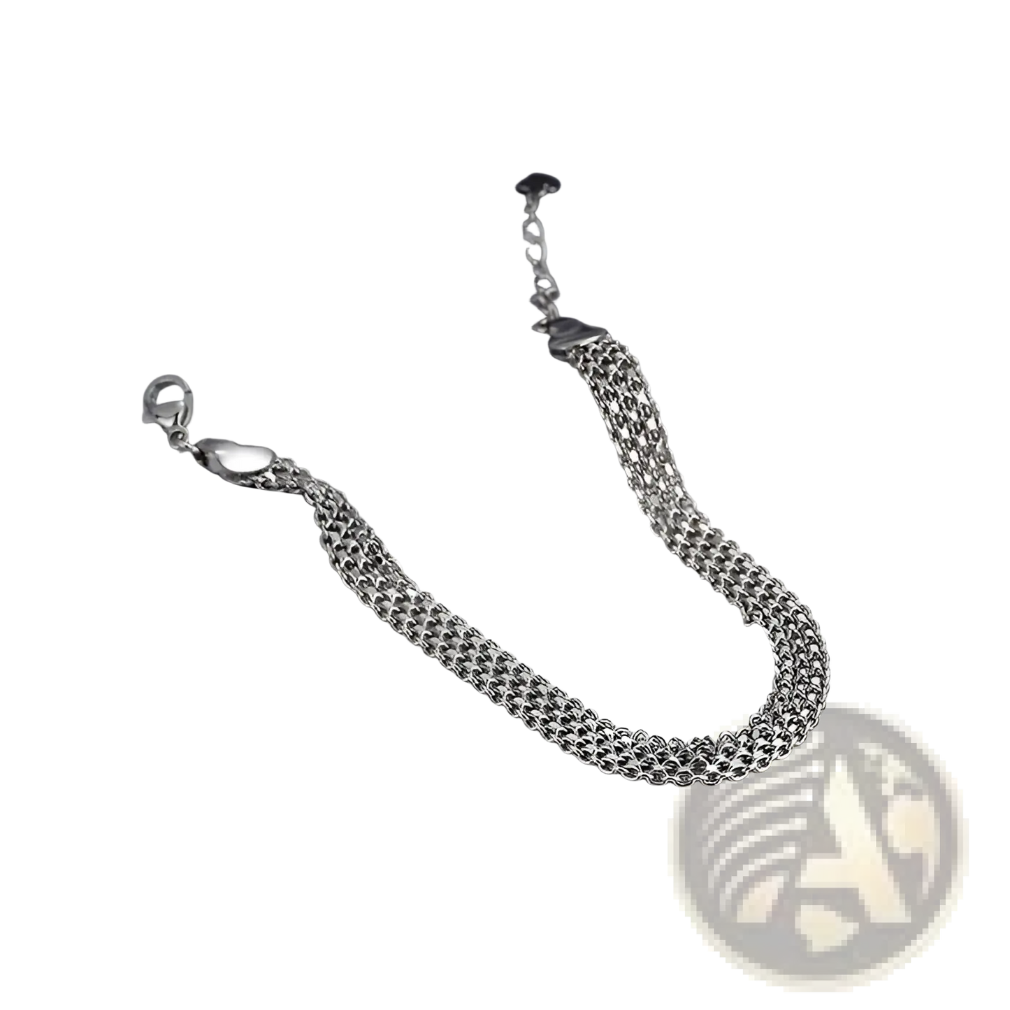 Multi-layer Silver Mesh Heart Clasp Bracelet