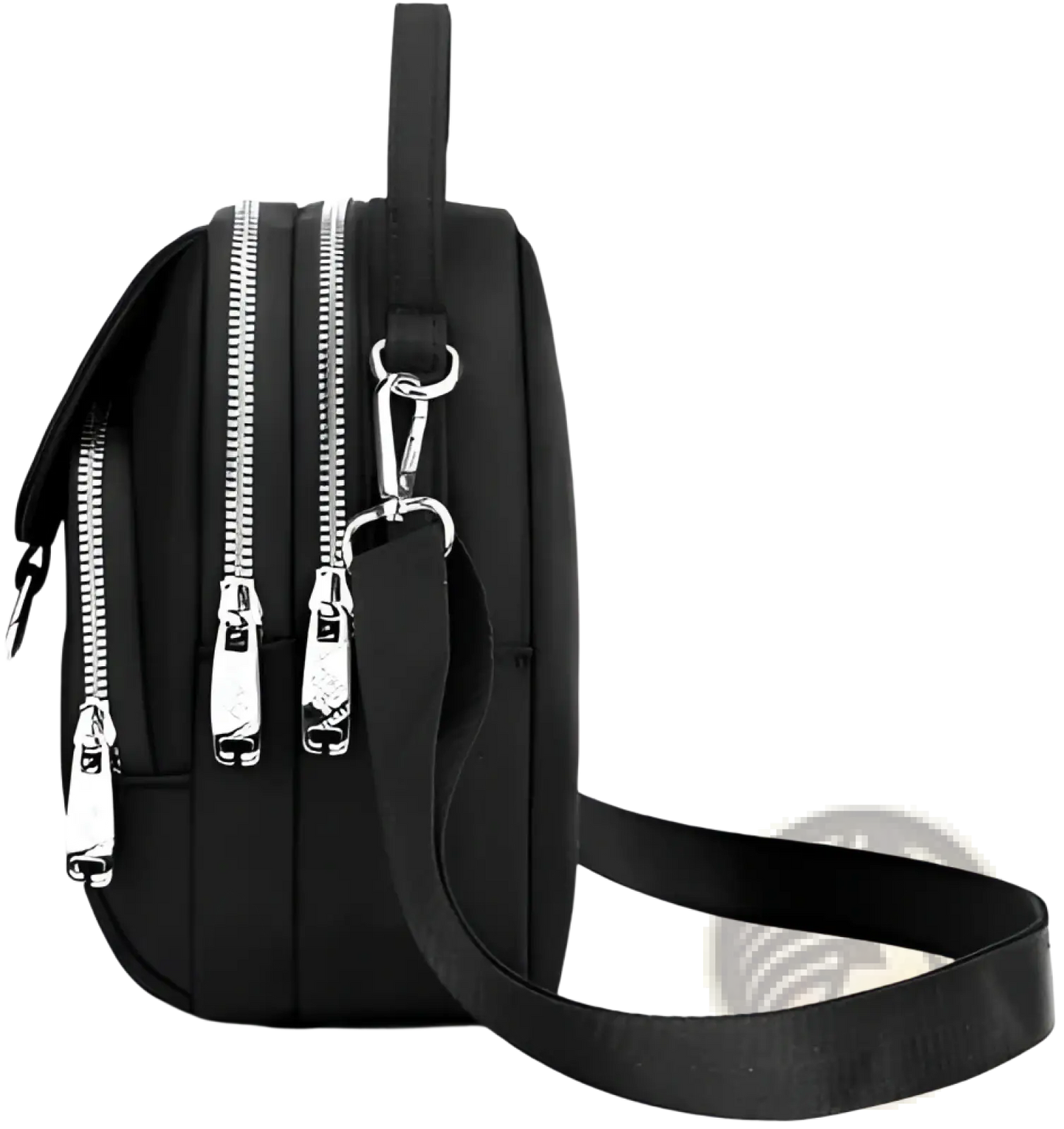 Multi Pocket Nylon Crossbody Bag with Earbud Case Attachment