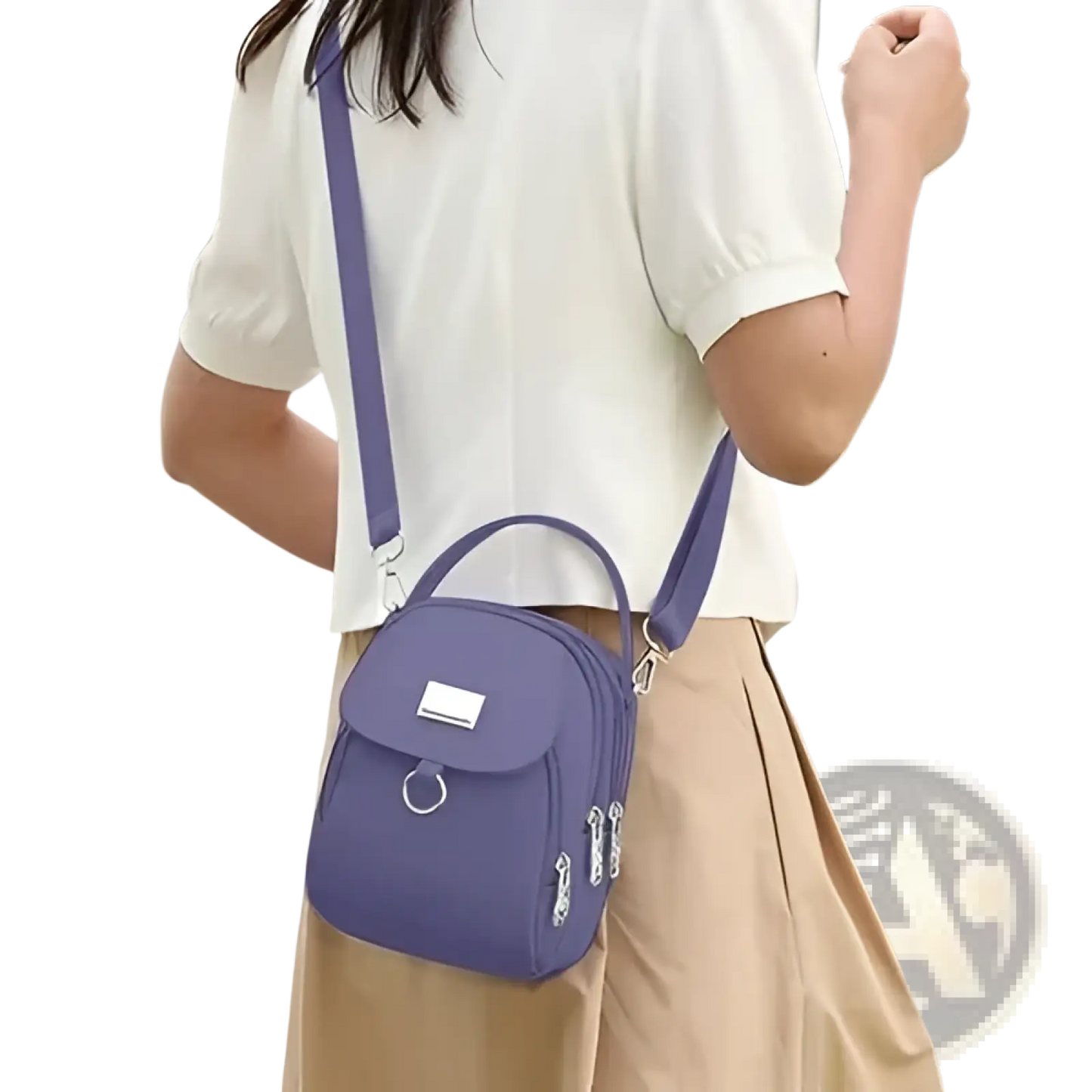 Multi Pocket Nylon Crossbody Bag with Earbud Case Attachment