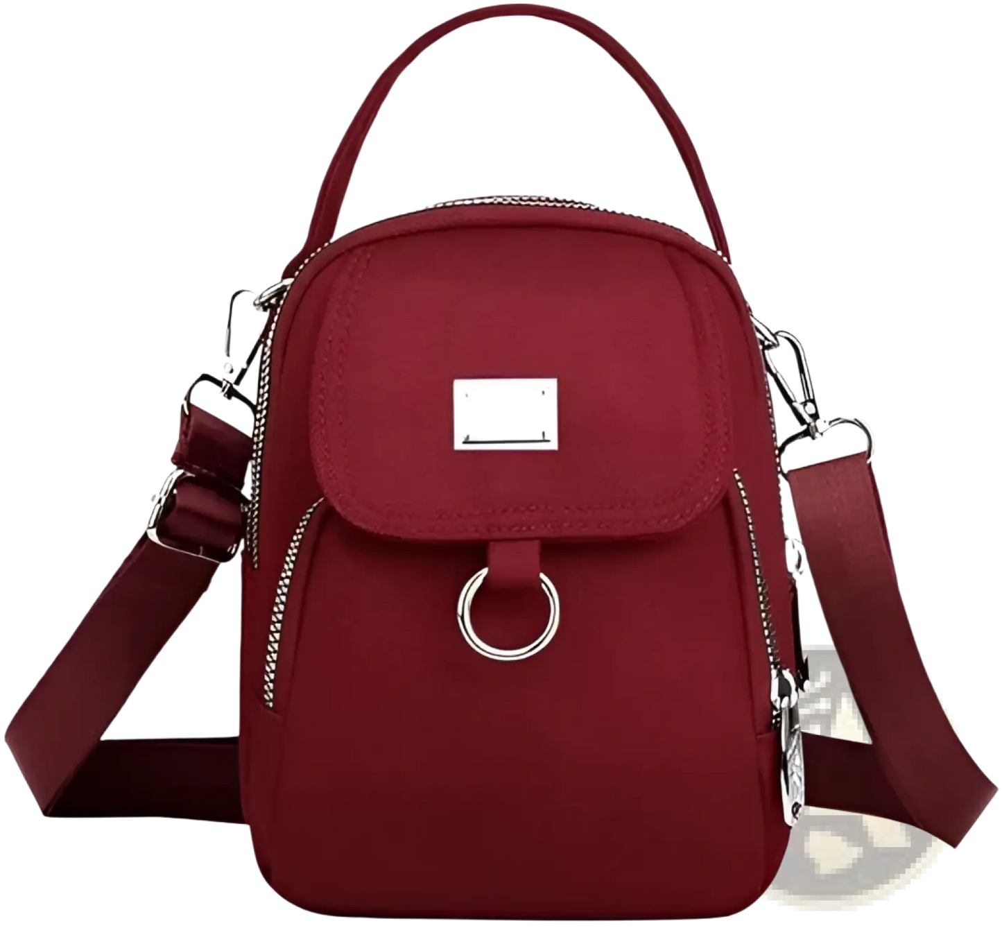 Multi Pocket Nylon Crossbody Bag with Earbud Case Attachment