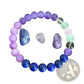 Multicolor Gradient Fluorite Beaded Bracelet with Crystal Accent