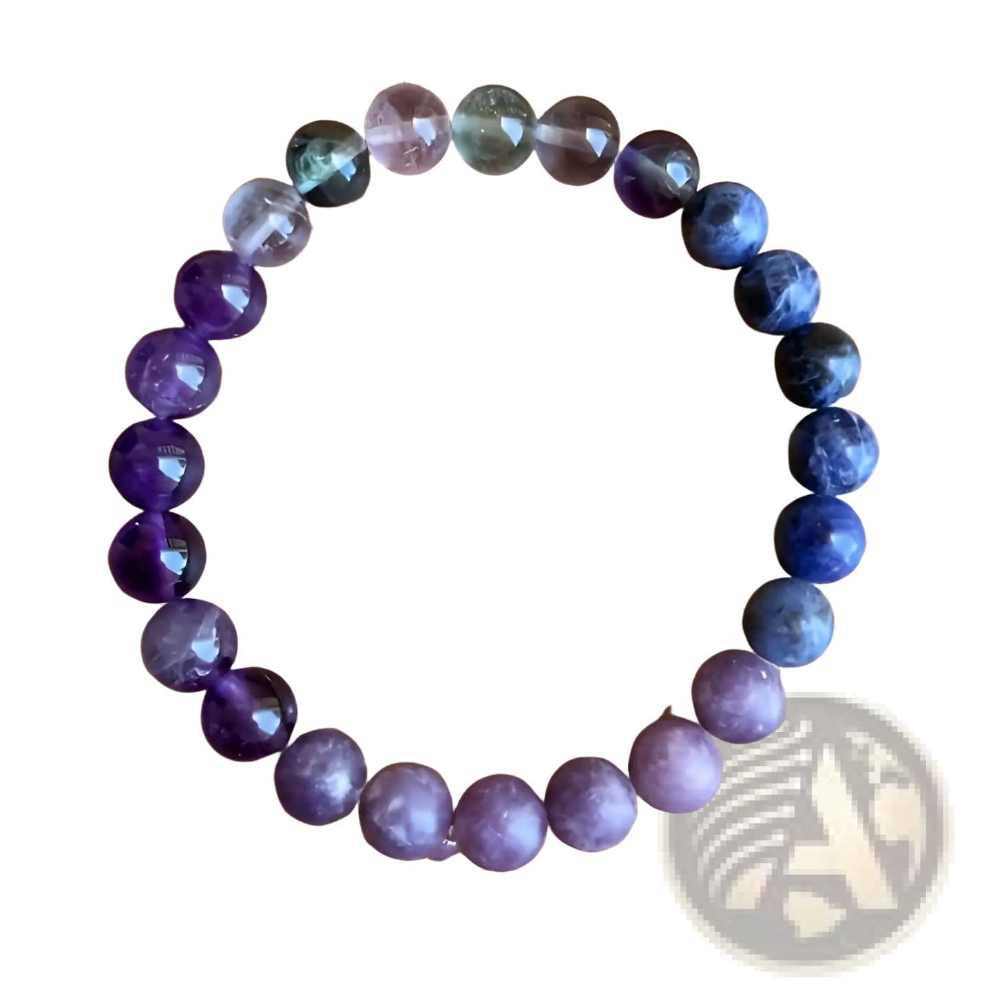 Multicolor Gradient Fluorite Beaded Bracelet with Crystal Accent