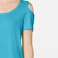 JM Collection Top feminino de ombro descoberto azul marinho tamanho extragrande