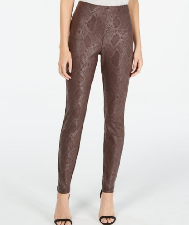 Calça skinny feminina com estampa de cobra da INC International Concepts, marrom, tamanho 14