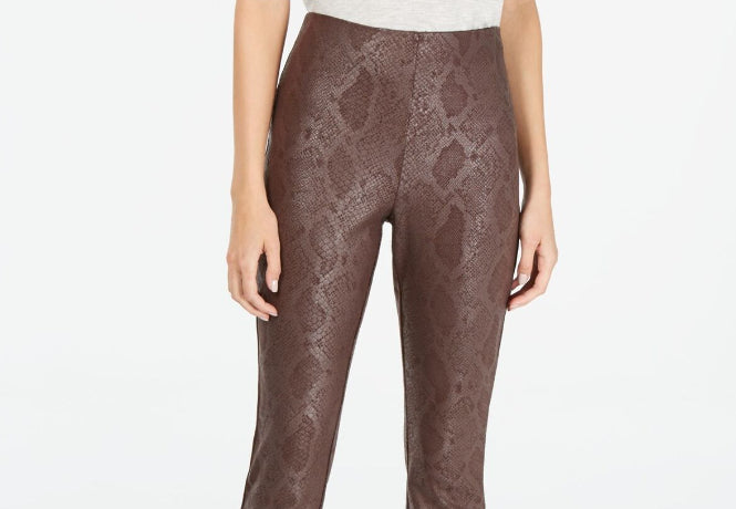 Calça skinny feminina com estampa de cobra da INC International Concepts, marrom, tamanho 14