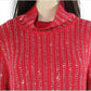 Suéter feminino de gola alta com detalhes da INC International Concepts, vermelho, tamanho médio