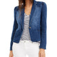 Blazer jeans feminino com manga bufante da INC International Concepts, azul, tamanho extra grande