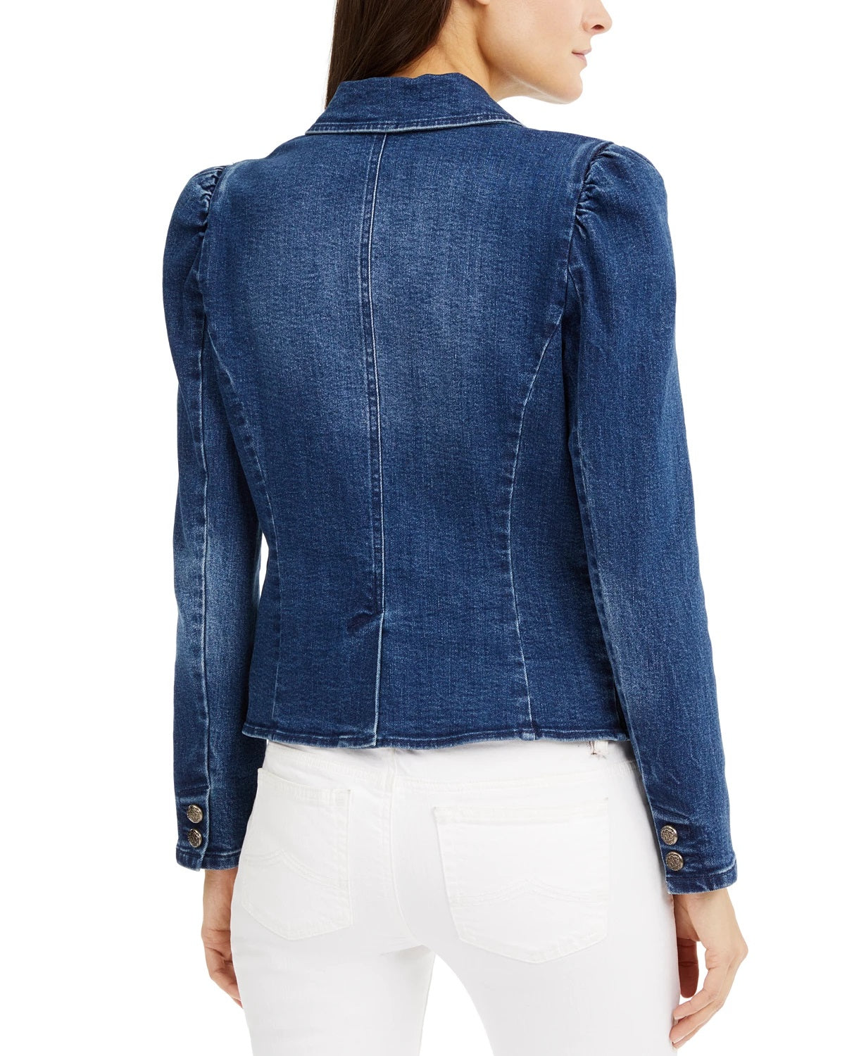 Blazer jeans feminino com manga bufante da INC International Concepts, azul, tamanho extra grande