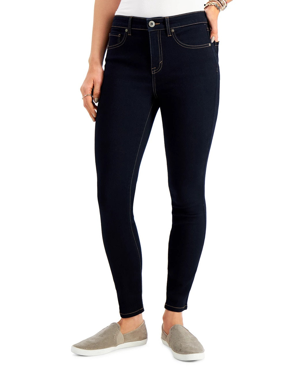 Calça jeans skinny feminina Style &amp; Co, cintura alta, preta, tamanho 8