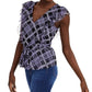 Blusa feminina com amarração na barra e mangas com babados, preta, tamanho médio, da INC International Concepts
