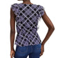 Blusa feminina com amarração na barra e mangas com babados, preta, tamanho médio, da INC International Concepts