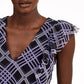 Blusa feminina com amarração na barra e mangas com babados, preta, tamanho médio, da INC International Concepts