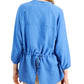 Blusa feminina Alfani com manga bispo e amarração nas costas, azul, tamanho pequeno
