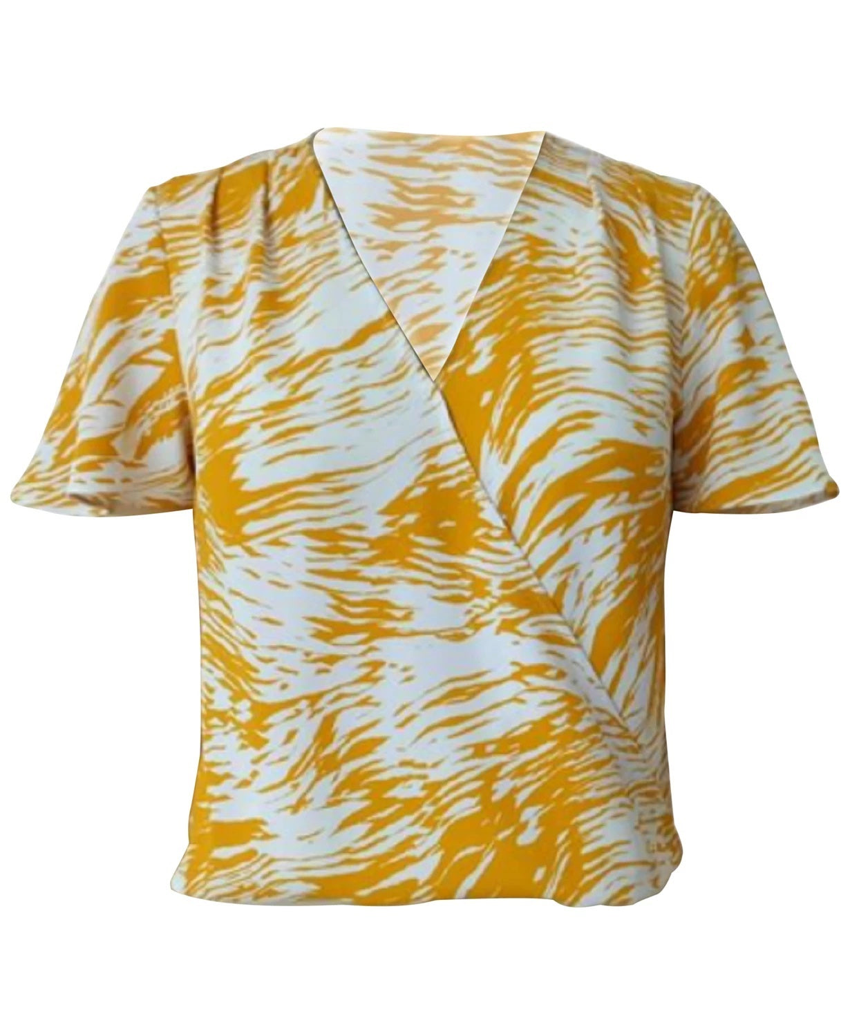 Blusa feminina Alfani com sobrepeliz estampada e mangas curtas, amarela, tamanho XXG