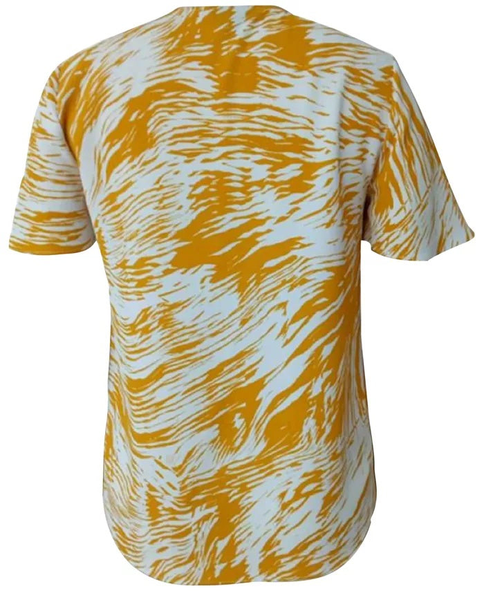 Blusa feminina Alfani com sobrepeliz estampada e mangas curtas, amarela, tamanho XXG