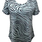 JM Women's Collection Top Petite com Estampa de Zebra e Decote Redondo, Turquesa/Aqua, Tamanho Petite