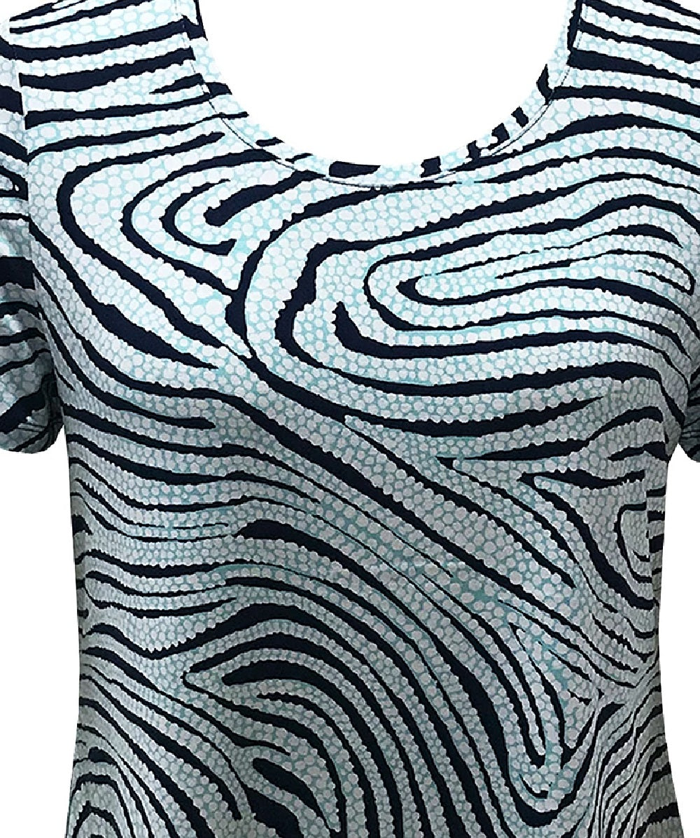 JM Women's Collection Top Petite com Estampa de Zebra e Decote Redondo, Turquesa/Aqua, Tamanho Petite