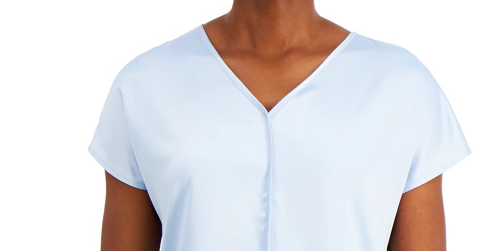 Blusa feminina Alfani com decote em V, verde médio, tamanho extra grande