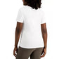 Karen Scott Blusa feminina de algodão com decote em V, branca, tamanho extra pequeno