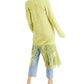 Cardigan longo com franjas feminino INC International Concepts, tamanho grande, dourado
