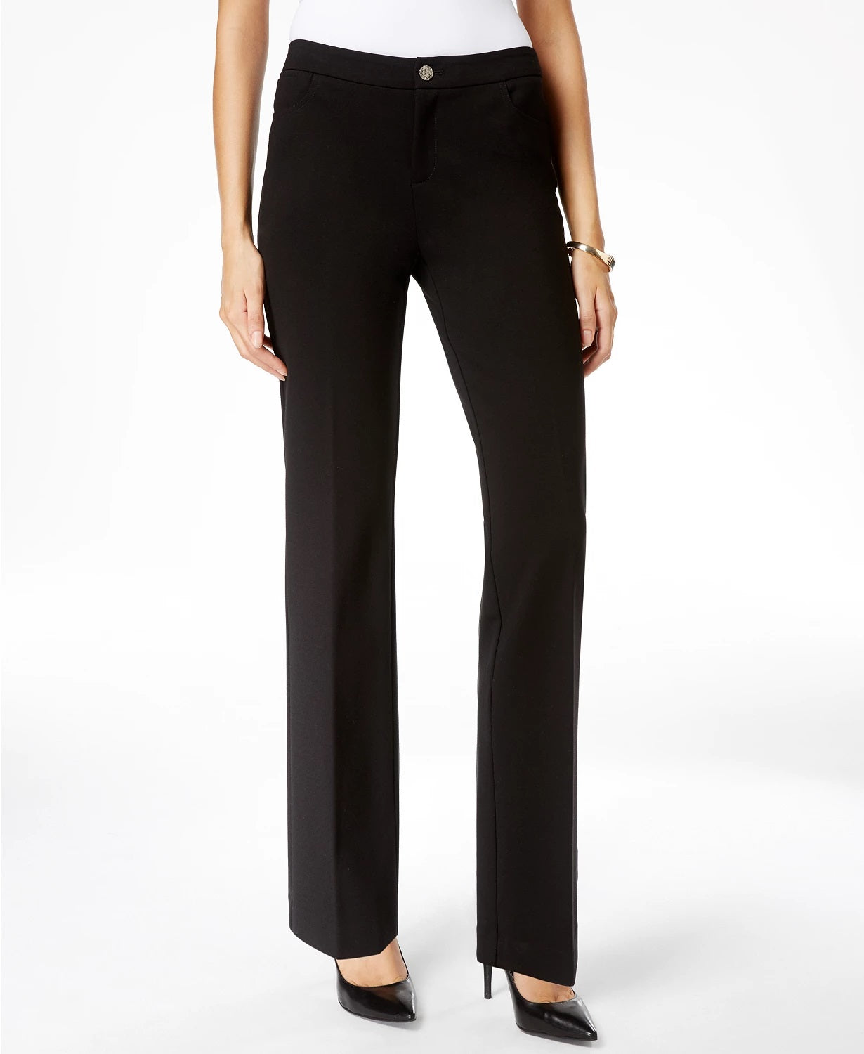 Calça flare feminina Anne Klein, preta, tamanho 14