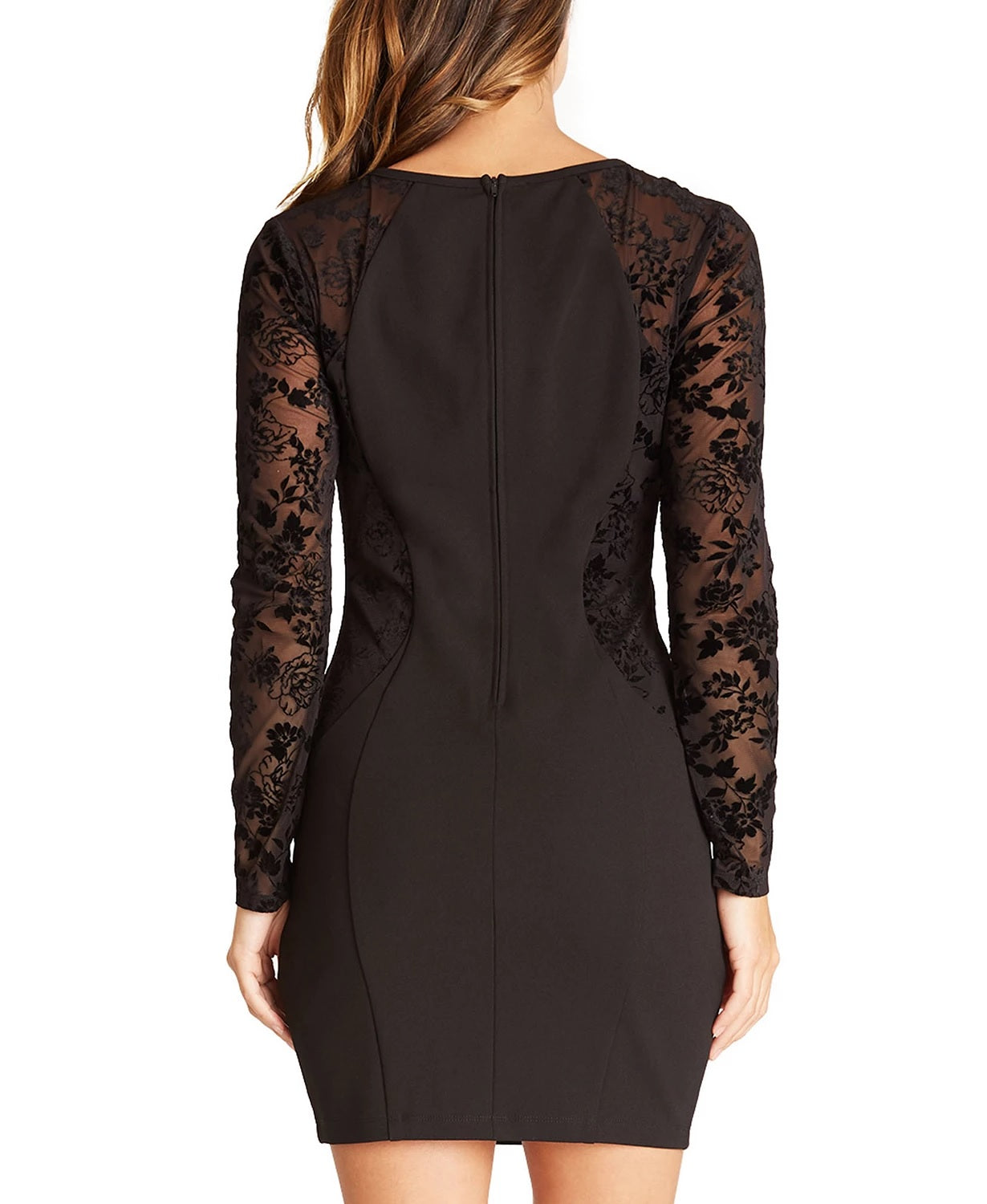 Vestido justo com mangas transparentes BCX Juniors, preto, tamanho 3