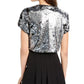 Jaqueta Bolero Lantejoulas BCX Juniors Prata-Preto Tamanho P