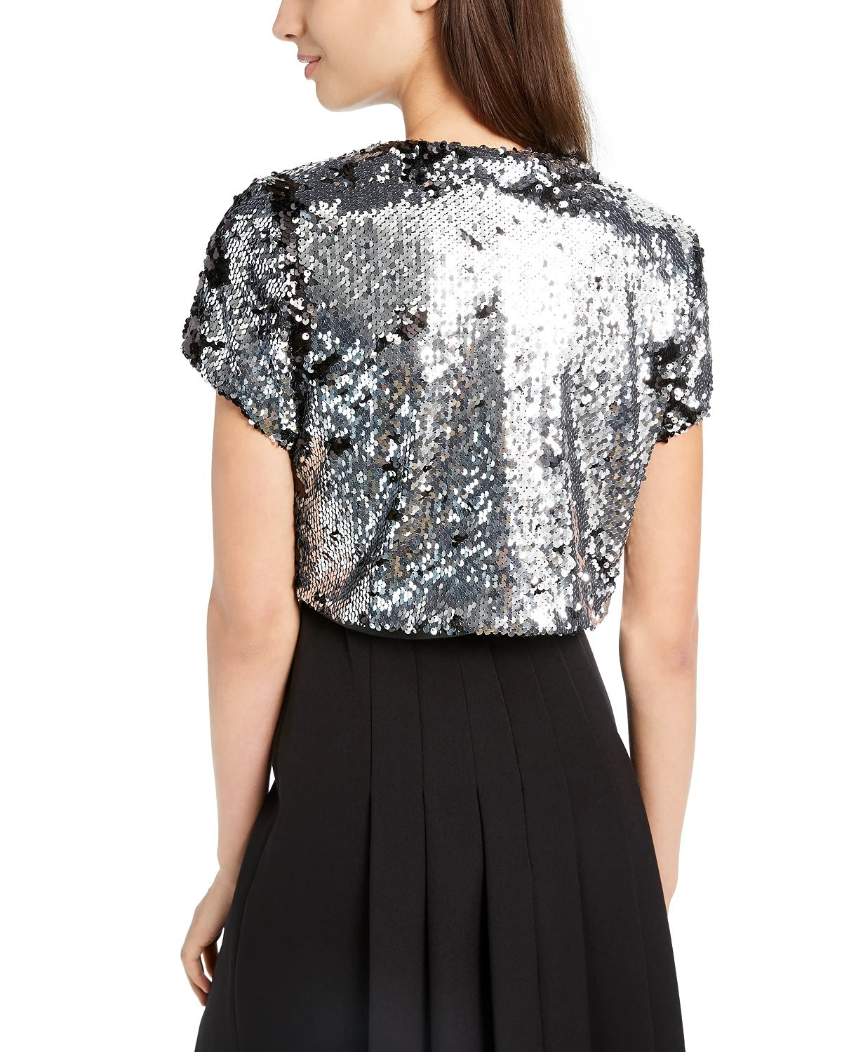 Jaqueta Bolero Lantejoulas BCX Juniors Prata-Preto Tamanho P