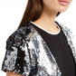 Jaqueta Bolero Lantejoulas BCX Juniors Prata-Preto Tamanho P