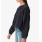 Blusa feminina Lucky Brand de malha com detalhes em renda e modal, preta, tamanho médio