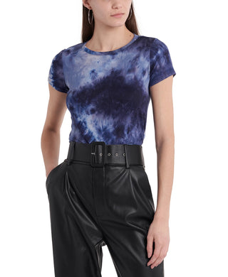1.STATE Women's Tie Dye Brushed T-Shirt Blue Size X-Small