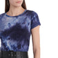 1.STATE Camiseta feminina tie-dye escovada azul tamanho X-S