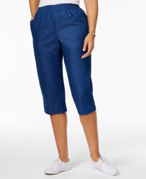 Calça jeans capri feminina Alfred Dunner Petite Pull-On azul escuro tamanho 18P