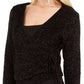 Suéter feminino Calvin Klein com glitter e estampa de letras, preto, tamanho X-G
