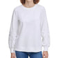 Blusa Calvin Klein Feminina Mangas Franzidas Brancas Tamanho Grande