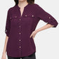 Blusa Calvin Klein Feminina Texturizada com Aba Dobrada Roxa Tamanho Extra Grande